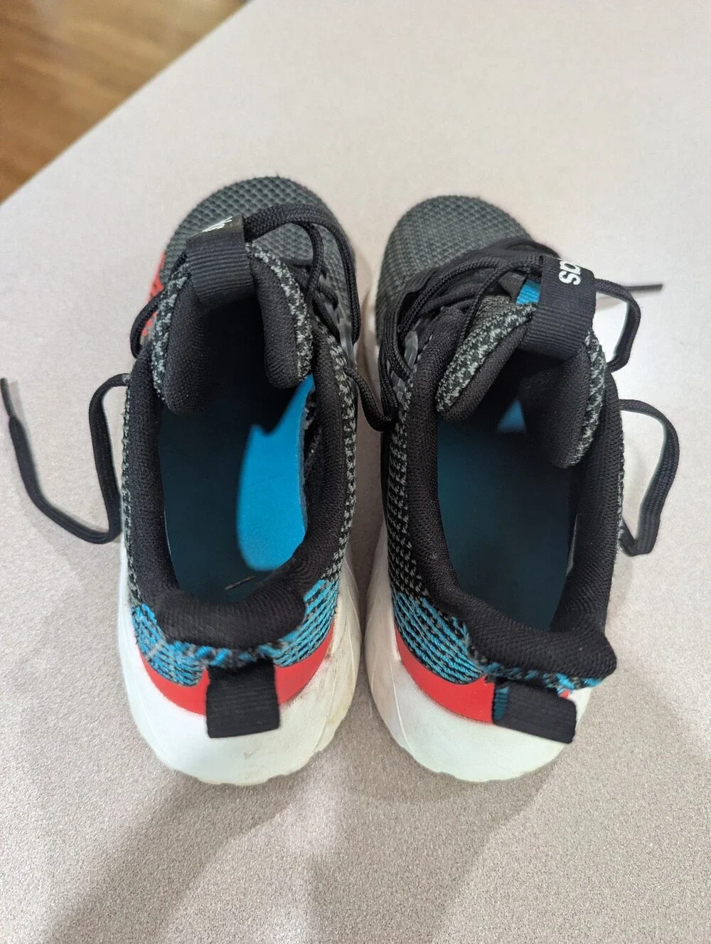 Youth Boys Gray/Black Adidas Shoes, Size 3